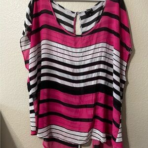 Torrid Vibrant Pink and Black Striped Blouse